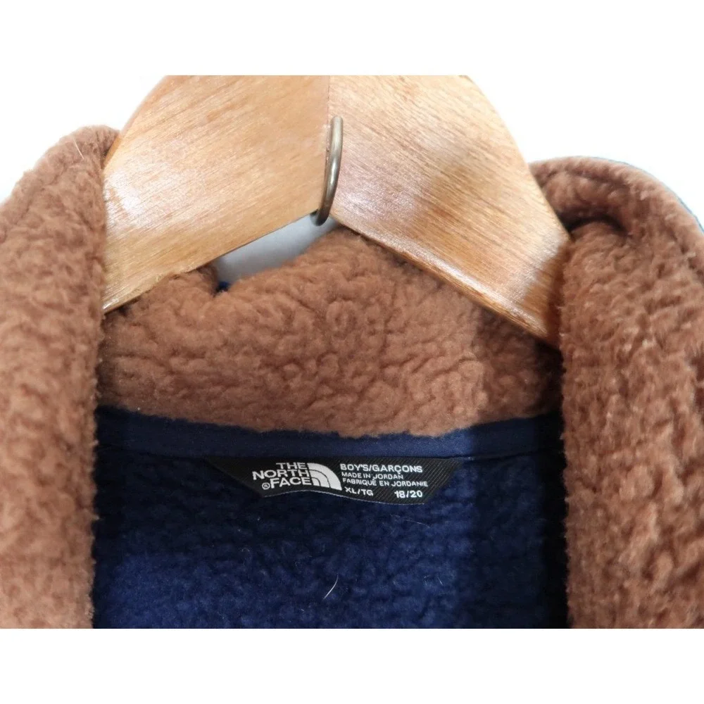 North Face Kids Boys XL Mixed Media Sherpa‎ Fleece Zip Hoodie Jacket Brown